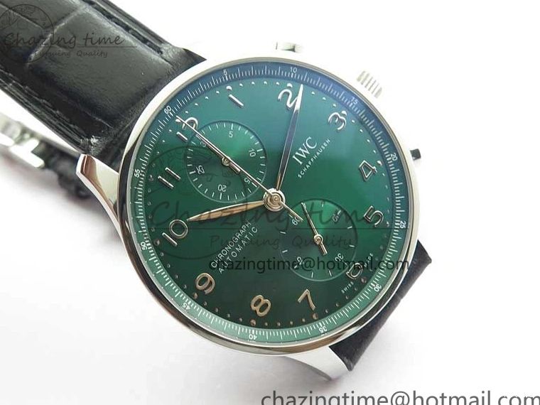 MIROTIME 0520 Elegant Portuguese IW371615 ZF 1:1 Best Edition SS Green Dial on Black Leather Strap A96355 V 7081